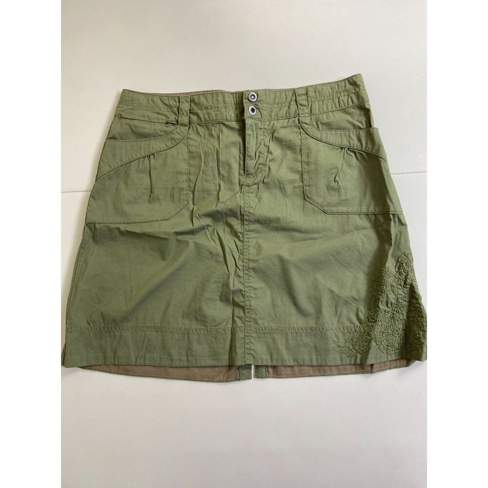 REI Skirt Floral Embroidered Size 8 Nylon Blend Outdoor Hiking camping Olive Gre